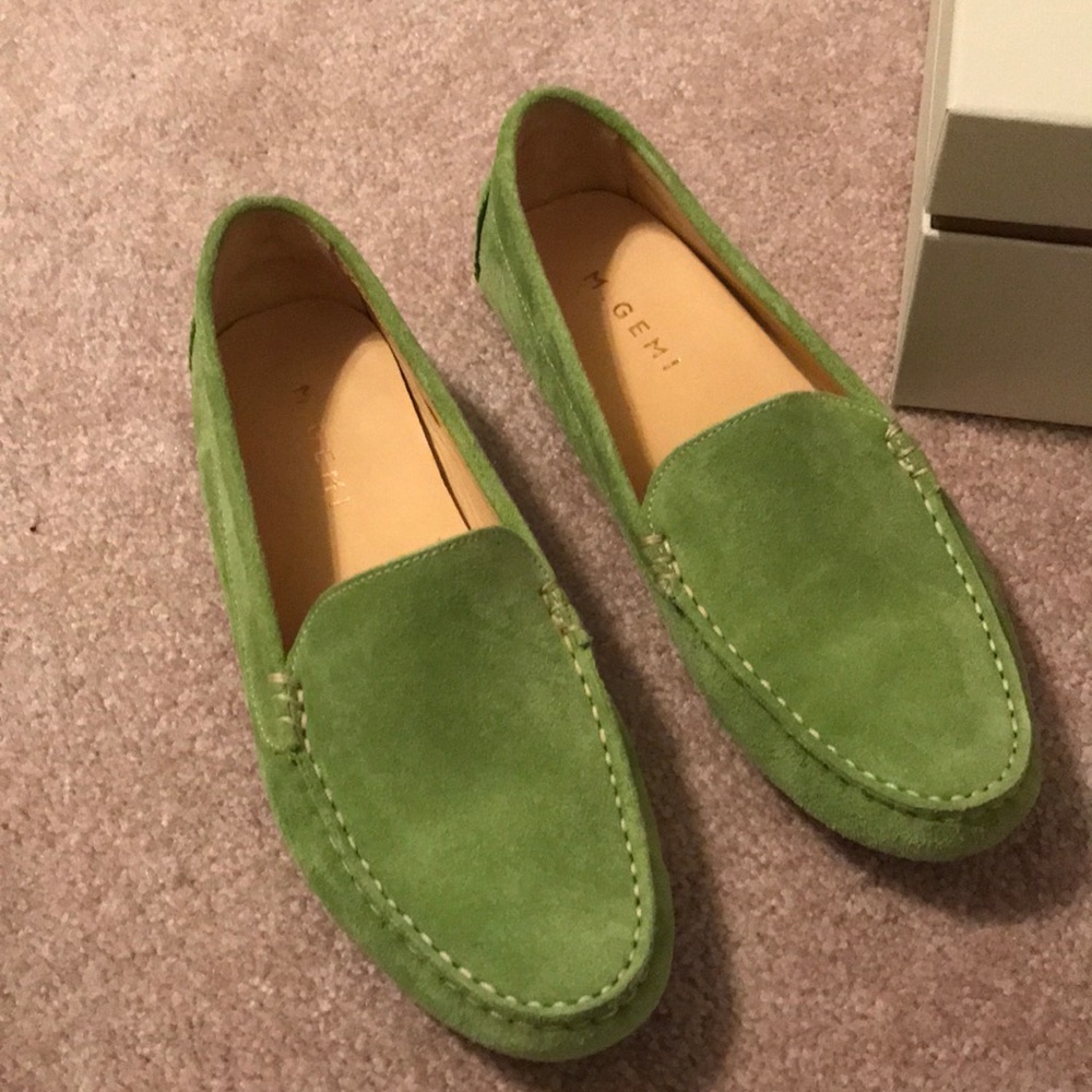 M. Gemi lime green suede driving loafers EU38.5
